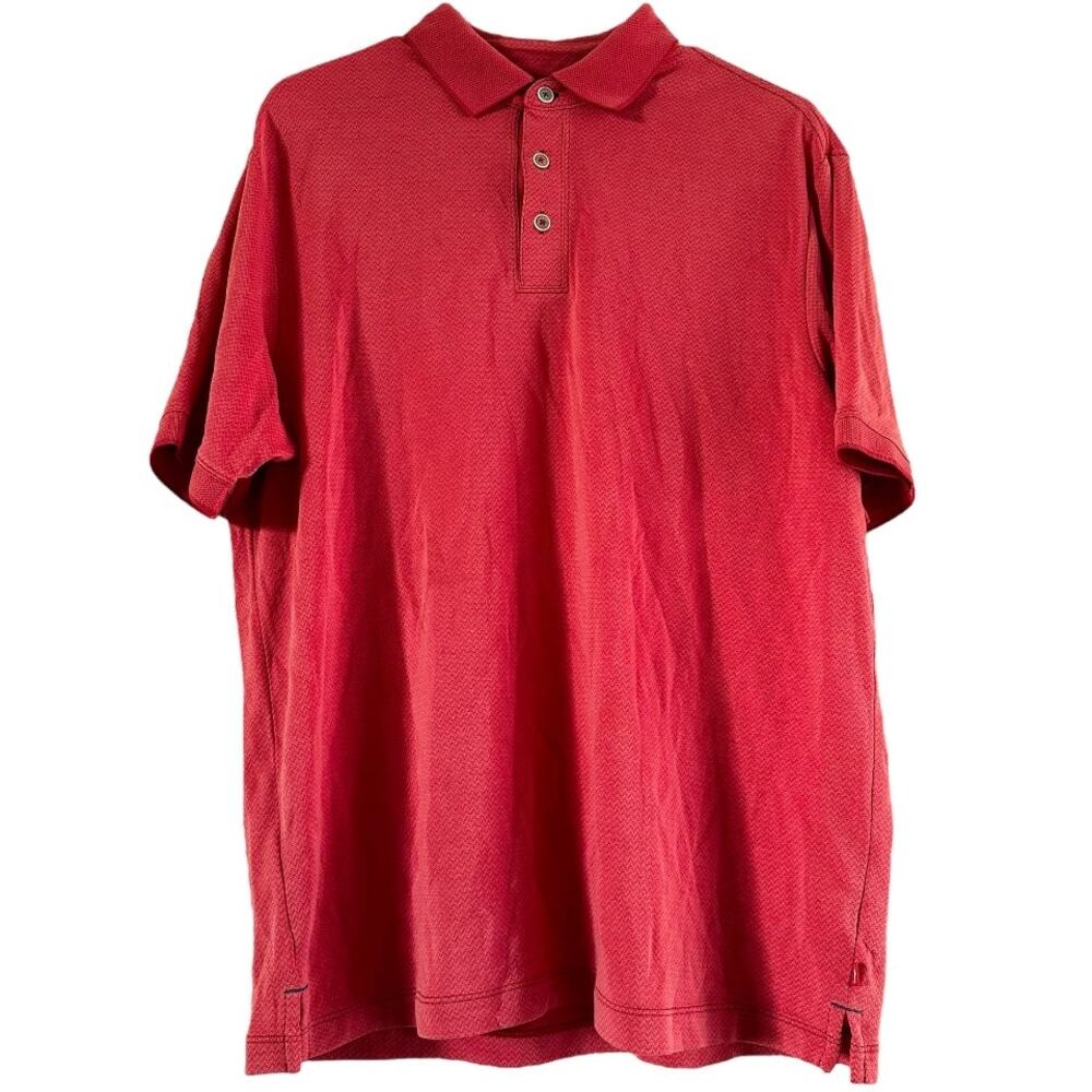 Tommy Bahama Polo Shirt Button Down Short Sleeve Collared Pullover Red Large